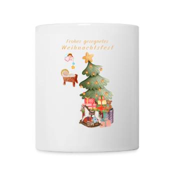 Frohes gesegnetes Weihnachtsfest beige Christbaum - Tasse - Weiß - Vorne