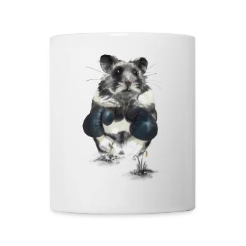 Hamster combatif sur le ring de boxe - Mug blanc - blanc - Devant