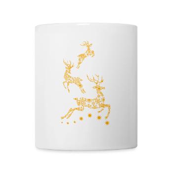 Weihnachtsrentier - Weihnachtliche goldene Rentiere - Tasse - Weiß - Vorne
