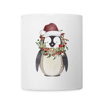 cute penguin with wreath for Christmas - Mug - white - Front