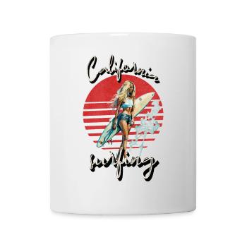 Californie Surf Rétro Sunset Surfer Fille - Mug blanc - blanc - Devant