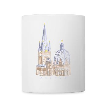 Cathédrale d’Aix-la-Chapelle, dessinée à la main - Mug blanc - blanc - Devant
