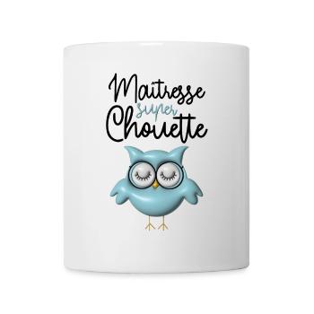 Maîtresse super chouette bleue 3D - Mug blanc - blanc - Devant