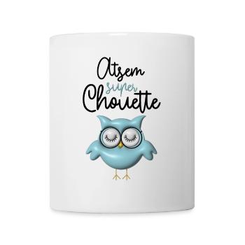Atsem super chouette bleue 3D - Mug blanc - blanc - Devant