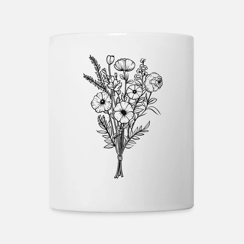 Blumenstrauß Blumen Wildblumen Hochzeit Geschenk - Tasse - Weiß