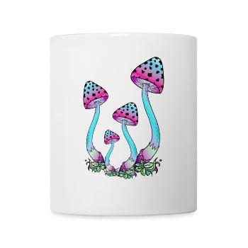 Champignons de couleur néon, art des champignons psychédéliques - Mug blanc - blanc - Devant
