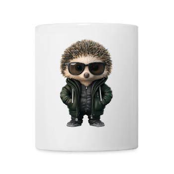 Hérisson cool avec lunettes de soleil et veste à capuche - Mug blanc - blanc - Devant