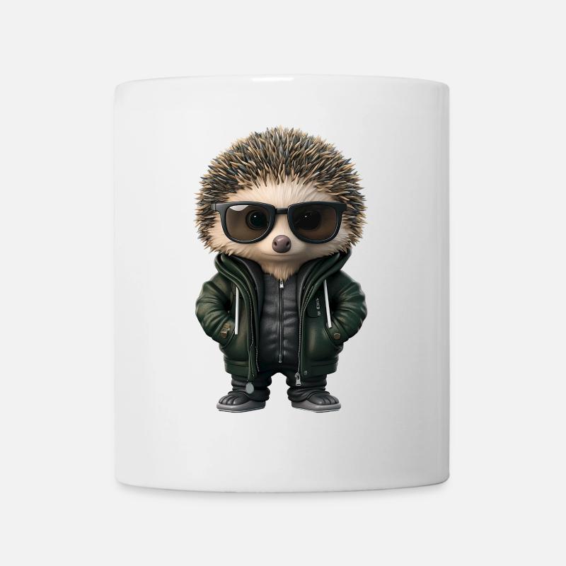 cooler Igel mit Sonnenbrille und Kapuzenjacke - Tasse - Weiß