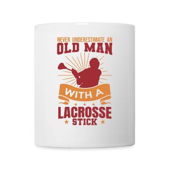 Ne sous-estimez jamais les anciens joueurs de crosse - Mug blanc - blanc - Devant