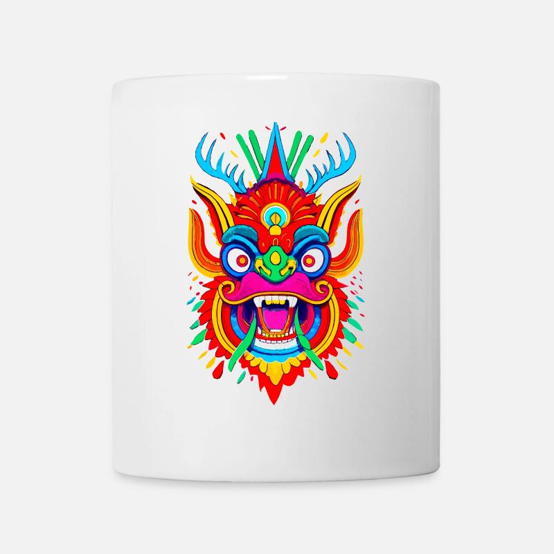 Bunte Drachenmaske - Tasse - Weiß
