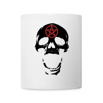 Schwarzer Totenkopf und rotes Pentagramm - Tasse - Weiß - Vorne
