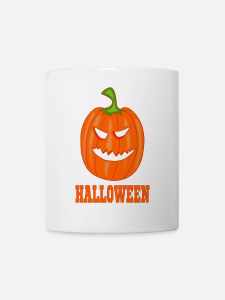 Kürbis Halloween mit Schriftzug - Tasse - Weiß
