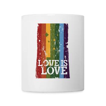 Distressed Pride Flag, Love is Love - Tasse - Weiß - Vorne