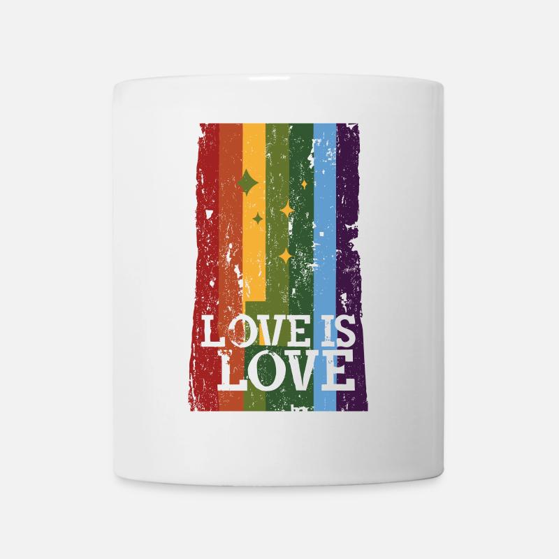 Distressed Pride Flag, Love is Love - Tasse - Weiß