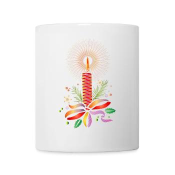 bright red christmas candle for christmas - Mug - white - Front