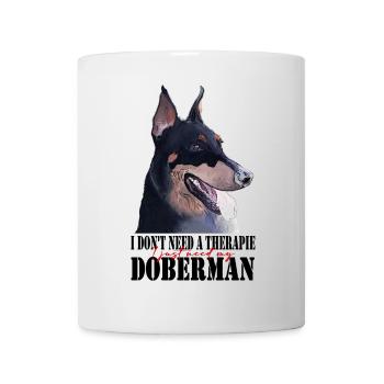 Doberman Portrait mit roter Schrift - Tasse - Weiß - Vorne