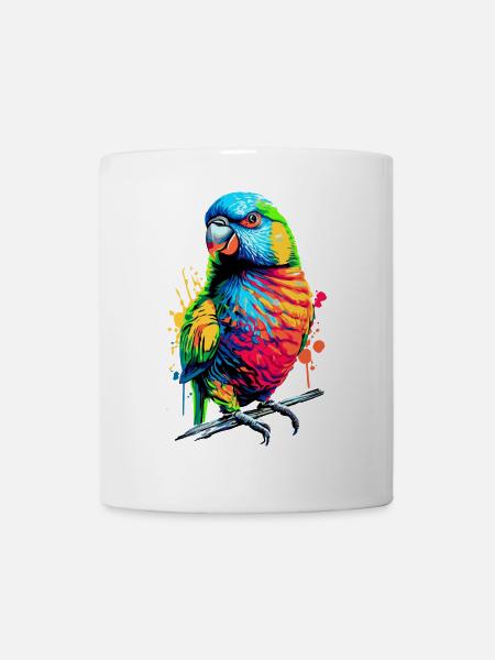 Allfarblori Papagei Lori - Regenbogenlori Papagei - Tasse - Weiß