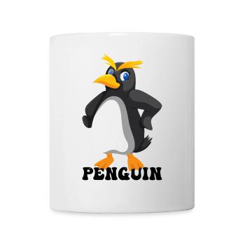 Bold Yellow Eyebrow Penguin - Mug - white - Front
