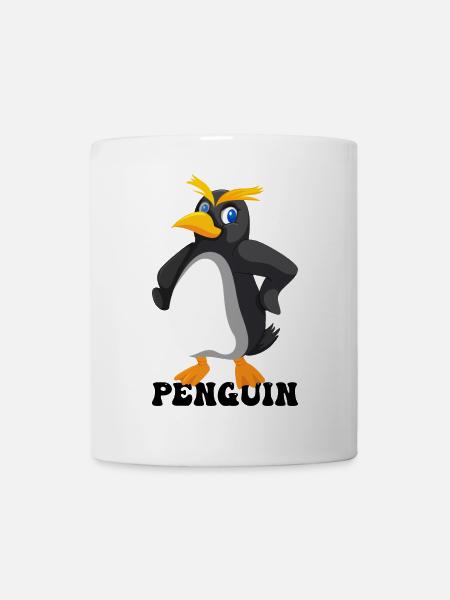 Bold Yellow Eyebrow Penguin - Mug - white