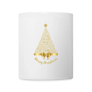Merry Christmas Gold Music Notes Tree with Bow - Mug - white - Front