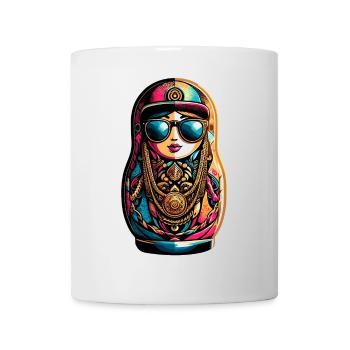 Matriochka cool lunettes de soleil cappy collier cadeau - Mug blanc - blanc - Devant