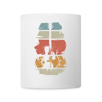 guitare rétro vintage illustration guitare acoustique - Mug blanc - blanc - Devant