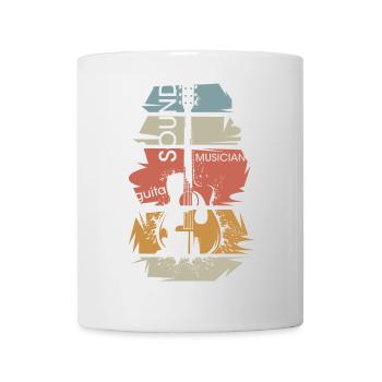 guitare rétro vintage illustration guitare acoustique - Mug blanc - blanc - Devant