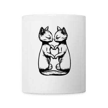 Küssende Katzen - Tasse - Weiß - Vorne