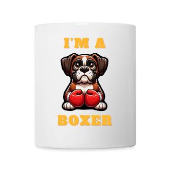 Funny Boxer Dog with Boxing Gloves Cartoon Art - Mug - white - Front