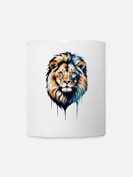 Realistischer Löwenkopf - Tasse - Weiß
