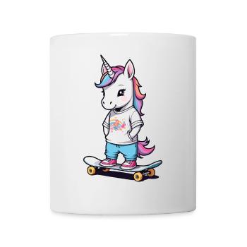 Licorne patineuse mignonne - Mug blanc - blanc - Devant