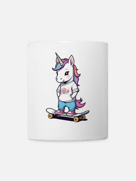 Cute Skater Unicorn - Mug - white