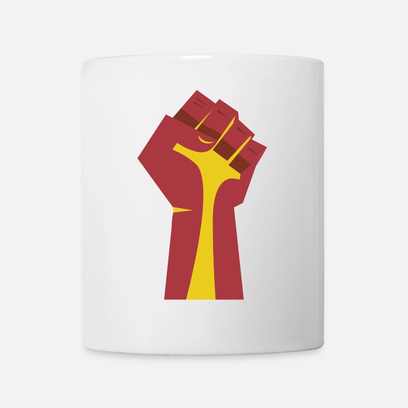 Le poing levé (rouge, jaune) - Mug blanc - blanc