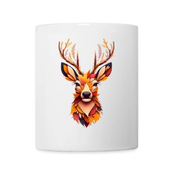Ein Hirsch, gestaltet aus verschiedenen Blättern - Tasse - Weiß - Vorne