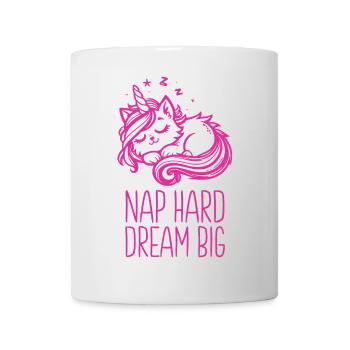 Nap Hard Dream Big Sleeping Unicorn Cat - Mug - white - Front