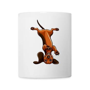 Hund Dackel Handstand Flip Kopfstand Gymnastik - Tasse - Weiß - Vorne