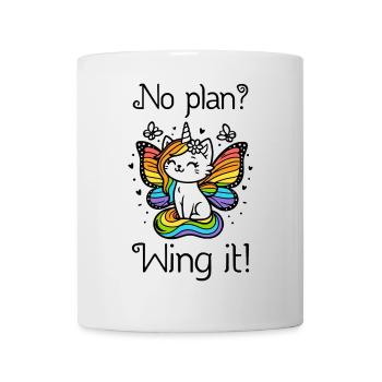 Pas de plan ? Ailez-le ! Chat licorne ailé (coloré) - Mug blanc - blanc - Devant