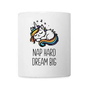 Nap hard dream big, sleeping unicorn cat (colorful) - Mug - white - Front