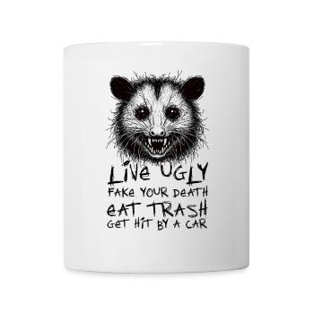 OPOSSUM, VIVRE MOCHE FAUX TA MORT MANGER DES ORDURES - Mug blanc - blanc - Devant