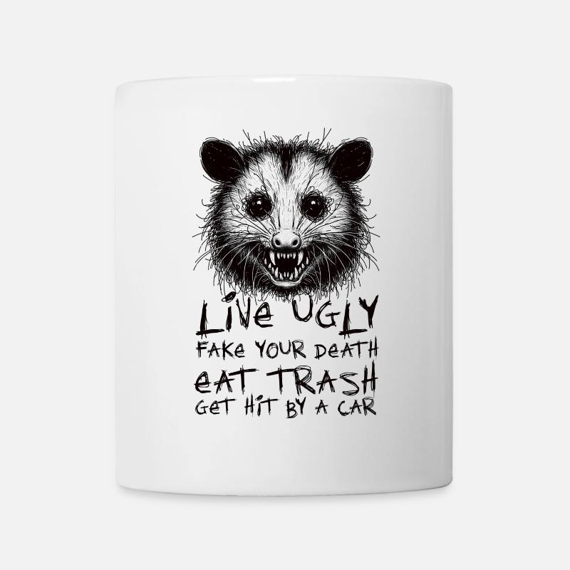 OPOSSUM, LIVE UGLY FAKE YOUR DEATH EAT TRASH - Mug - white