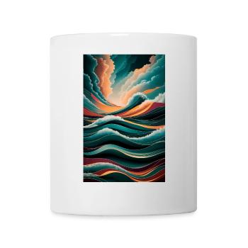 Surreale Wellen & Wolken Lebendige abstrakte Landschaft - Tasse - Weiß - Vorne