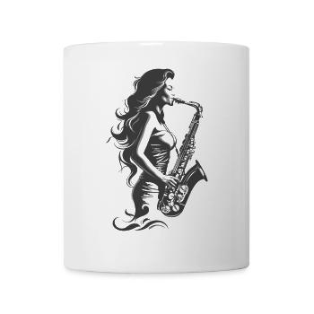 Saxophone Femme Dessin - Mug blanc - blanc - Devant