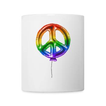 Regenbogen Luftballon – digitale Illustration 2023 - Tasse - Weiß - Vorne