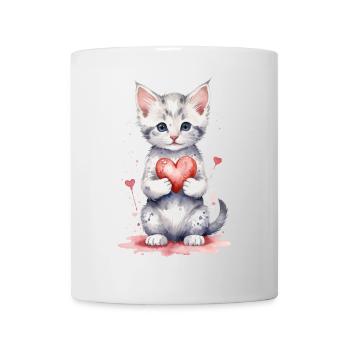 Chat mignon avec un cœur - Purrfect Love - Mug blanc - blanc - Devant