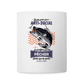 Anti-Social Pêcheur Poisson Graphique - Mug blanc - blanc - Devant