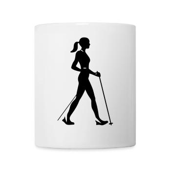 Nordic Walking Woman Silhouette - Mug - white - Front