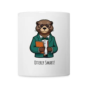 Otter Professor : Blazer turquoise et livres - Mug blanc - blanc - Devant