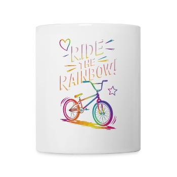 Vibrant Rainbow Bicycle Design - Mug - white - Front