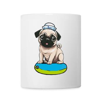 Mops Hund Hunde Seemann Matrose Moin Kinder Kind - Tasse - Weiß - Vorne