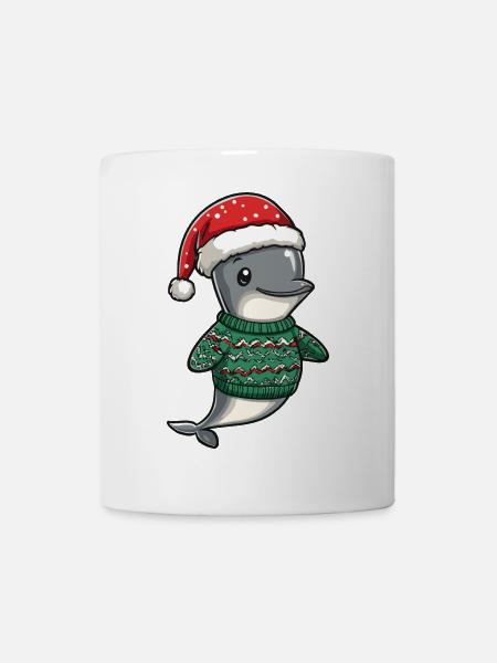 Delfin Weihnachten - Tasse - Weiß